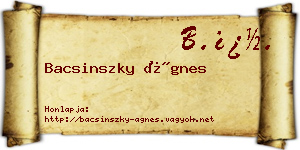 Bacsinszky Ágnes névjegykártya