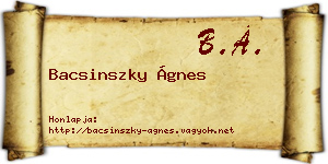 Bacsinszky Ágnes névjegykártya